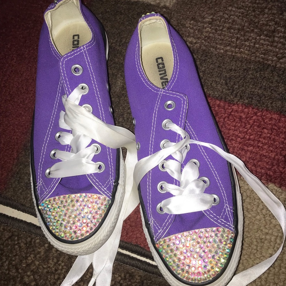 Beautiful purple diamond studded converse.